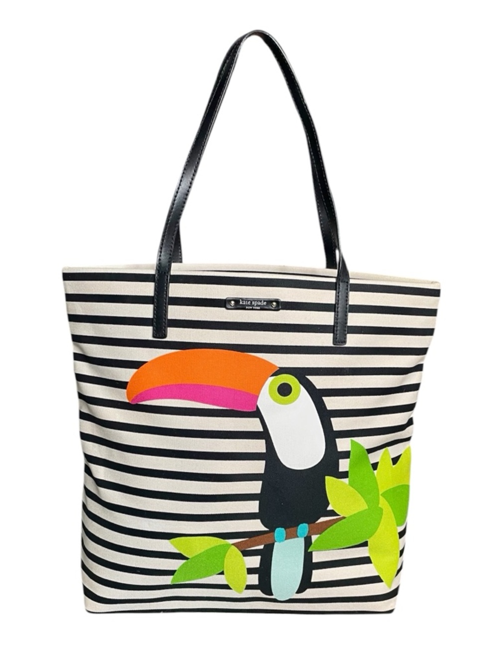 Kate Spade Striped Toucan Montigo Avenue Bon Shopper Tropical Vacation Tote Bag